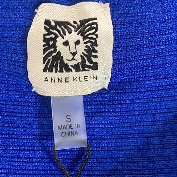 ANNE KLEIN Women's Blue Ottoman-Rib Bateau Neck Dolman Sleeve Pullover Sweater - Picture 8 of 12